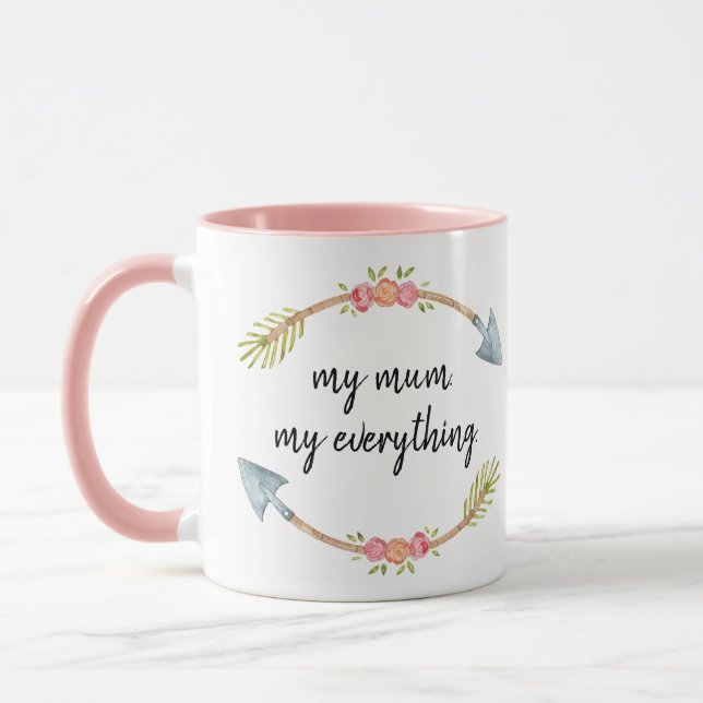 Pink Watercolor Floral Arrow Tasse (Links)