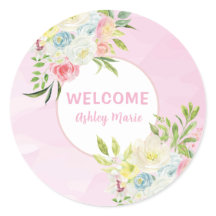 Pink Watercolor Floral Baby Dusche individuell ein