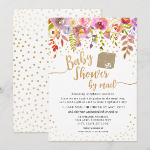 Pink Watercolor Floral Baby Dusche per Post Einladung