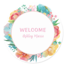 Pink Watercolor Floral Baby Shower C