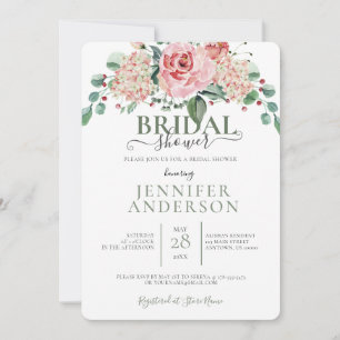 Pink Watercolor Floral Bouquet Brautparty Invit Einladung