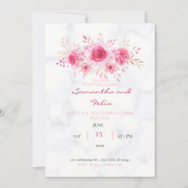 Pink Watercolor Floral Bouquet Einladung zur Hochz