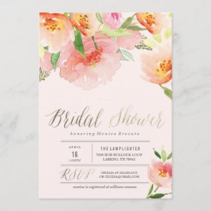 PINK WATERCOLOR FLORAL Brautdusche Einladung