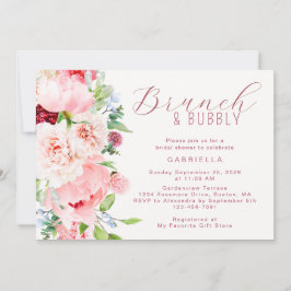 Pink Watercolor Floral Bridal Brunch  Einladung