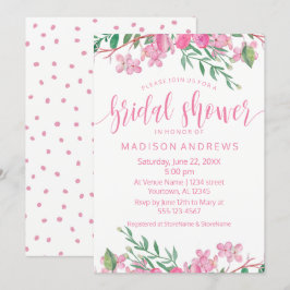 Pink Watercolor Floral Bridal Shower Einladung