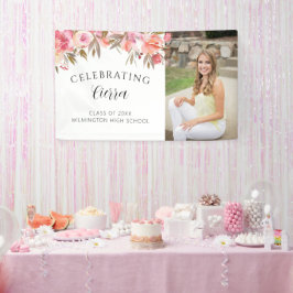 Pink Watercolor Floral Calligraphy Abschluss Banner