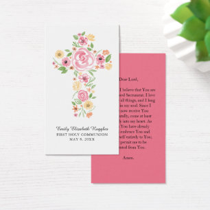 Pink Watercolor Floral Cross Prag Card