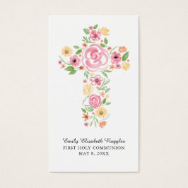 Pink Watercolor Floral Cross Prag Card
