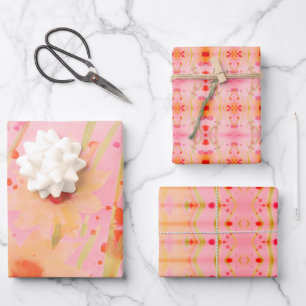 Pink Watercolor Floral Designer Geschenkpapier Set