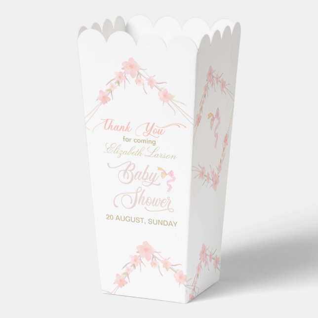 Pink Watercolor Floral Elegantes Baby Dusche Gefal Geschenkschachtel (Vorderseite)