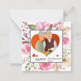 Pink Watercolor Floral Großeltern Tag Mitteilungskarte