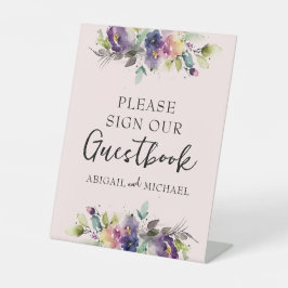 Pink Watercolor Floral Guestbook Sockelschild