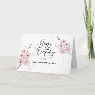 Pink Watercolor Floral Happy Birthday Wünsche Karte