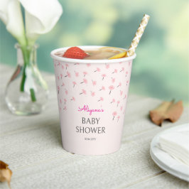 Pink Watercolor Floral Minimal Baby Shower Pappbecher
