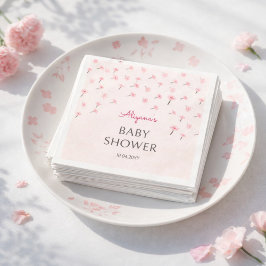 Pink Watercolor Floral Minimal Baby Shower Serviette