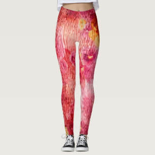 Pink Watercolor Floral Muster Leggings