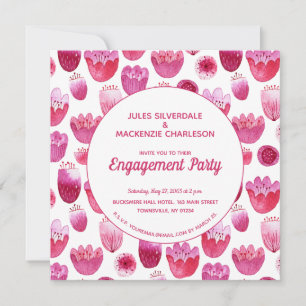 Pink Watercolor Floral Patterns Party Einladung