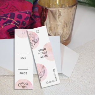Pink Watercolor Floral Social Media Hang Preis-Tag