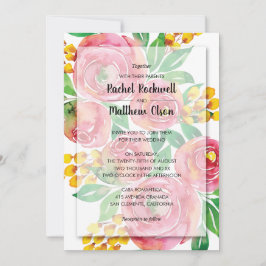 Pink Watercolor Floral Wedding Einladung