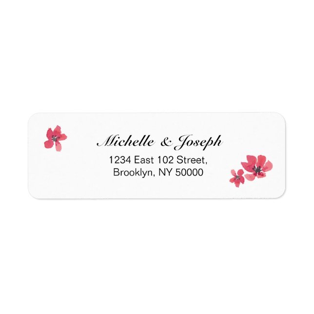 Pink Watercolor Floral Wedels Labels (Vorne)