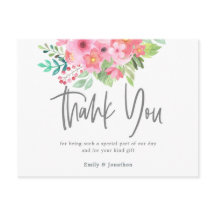Pink Watercolor Florals Leaf Calligraphy Vielen Da