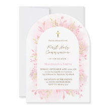 pink watercolor foliage First Holy Communion 