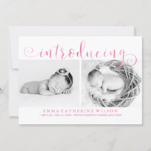 Pink Watercolor Foto Kinderankündigungen Ankündigung