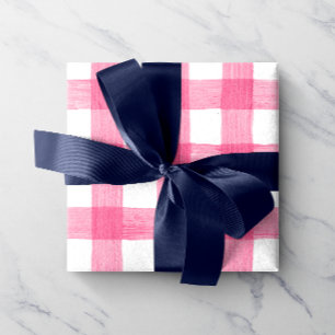 Pink Watercolor Gingham Wrapping Paper Geschenkpapier