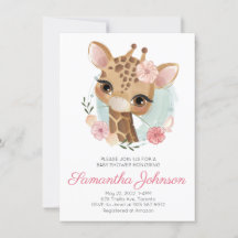 Pink Watercolor Giraffe Girl Babydusche