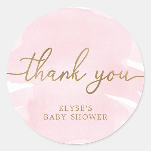 Pink Watercolor Gold Baby Dusche Sticker