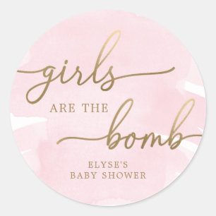 Pink Watercolor Gold Bath Bombe Gefallen Sticker