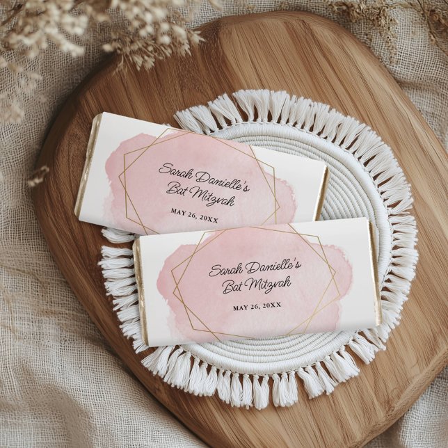 Pink Watercolor Gold Frame Candy Bar Wrapper Flyer (Von Creator hochgeladen)