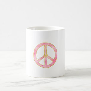 Pink Watercolor Gold Friedenszeichen Herz Kaffeetasse