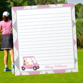 Pink Watercolor Golf Cart Name Notizblock