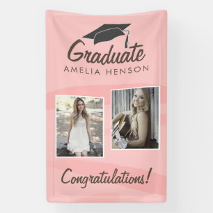 Pink Watercolor Graduate Herzlichen Glückwunsch 2 Banner