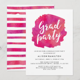 Pink Watercolor Graduation Party Einladung