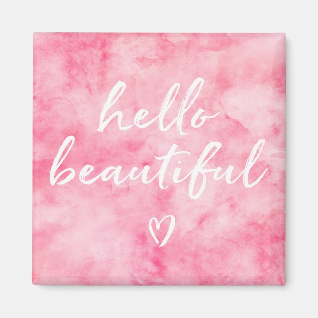 Pink Watercolor Hallo Beautiful Magnet (Vorne)