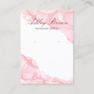 Pink Watercolor Handmade Schmuck Earring Display Visitenkarte