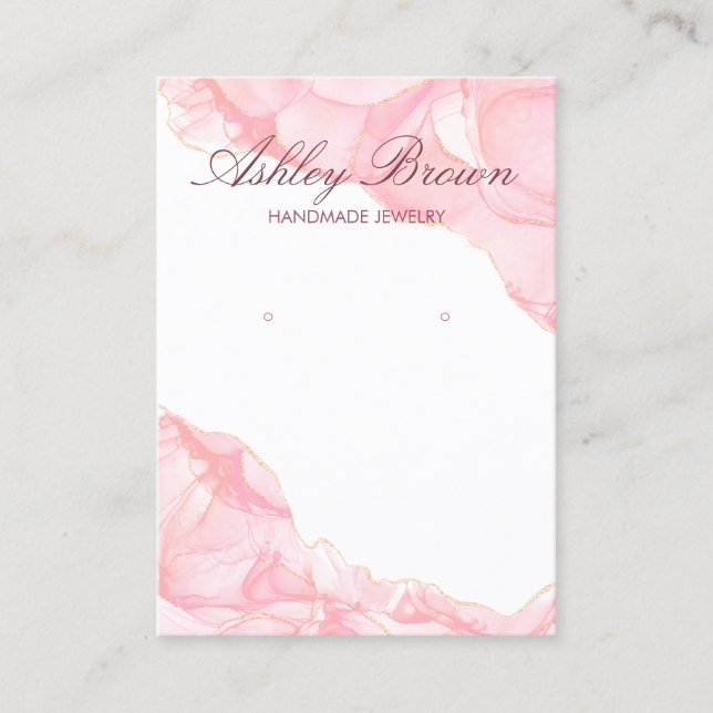 Pink Watercolor Handmade Schmuck Earring Display Visitenkarte (Vorderseite)