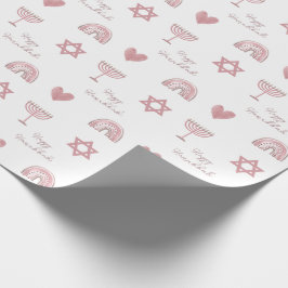 Pink Watercolor Hanukkah Wrapping Paper Geschenkpapier