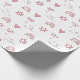 Pink Watercolor Hanukkah Wrapping Paper Geschenkpapier