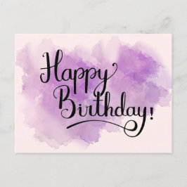 Pink Watercolor Happy Birthday Post Card Postkarte