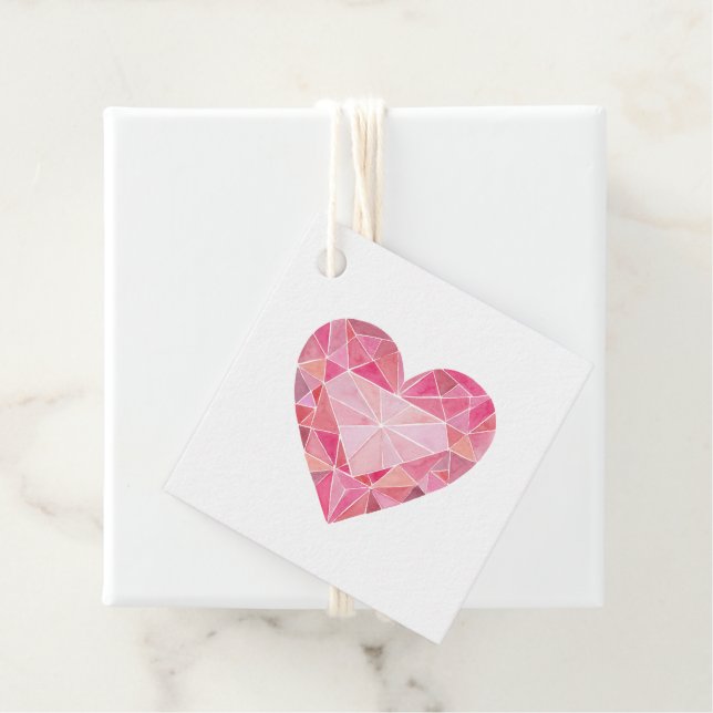 Pink Watercolor Heart Gem Diamond Glam Liebe Geschenkanhänger (Beispiel)