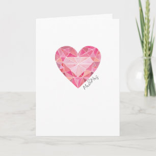 Pink Watercolor Heart Gem Herzlichen Glückwunsch Karte