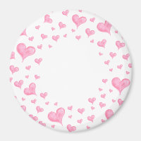 Pink Watercolor Hearts Magnet