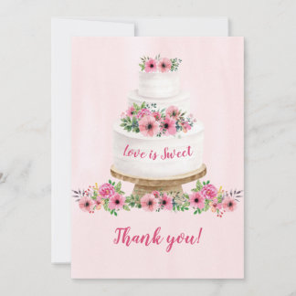 Pink Watercolor Hochzeitstorte Brautparty Dankeskarte