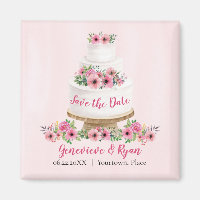 Pink Watercolor Hochzeitstorte Save the Date