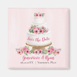 Pink Watercolor Hochzeitstorte Save the Date Magnet