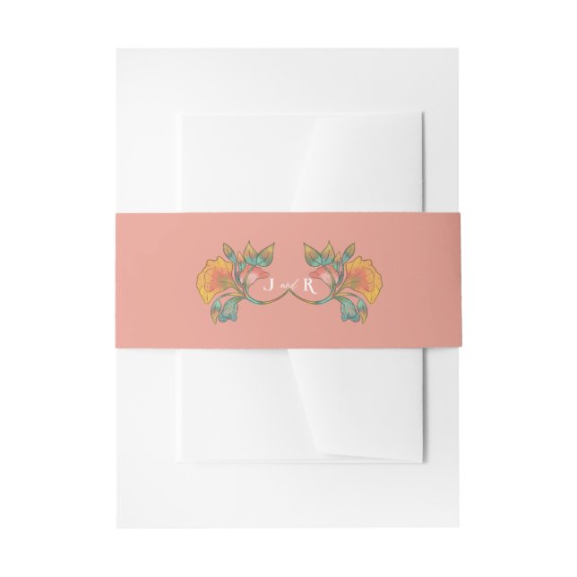 Pink Watercolor Jugendstil Hochzeit Einladungsbanderole (Vorderseite Beispiel)