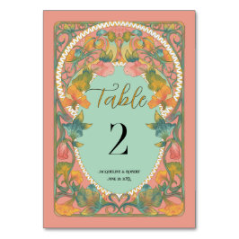 Pink Watercolor Jugendstil Hochzeit Tischnummer